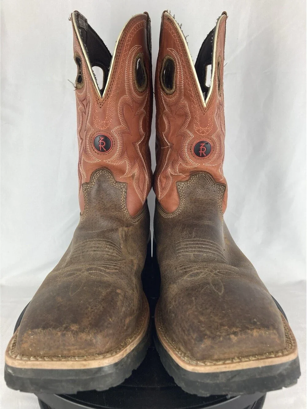 Men's Size 8D Tony Lama Composite Toe Work Boots Fireball Orange RR3300 Leather